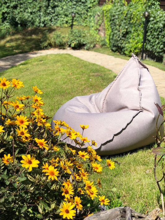 Modern bean bag chair, floor pillow cover, outdoor minimalist cushion, lounge pouf