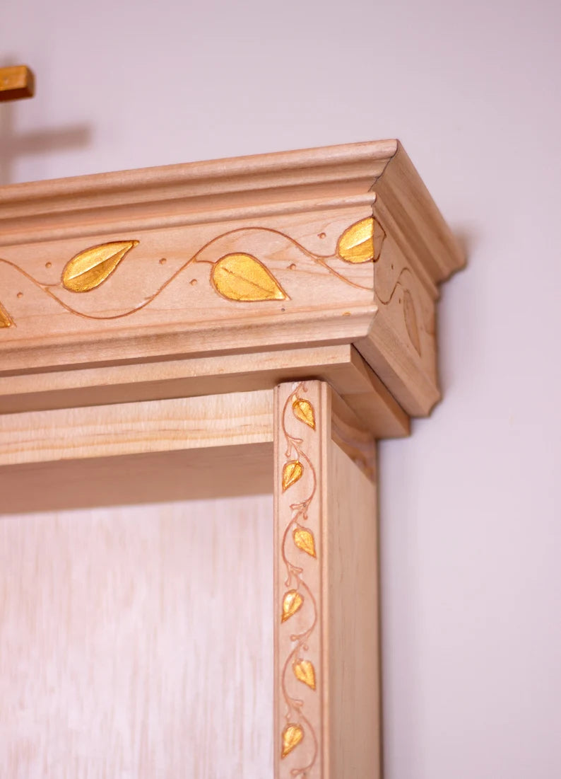 Catholic Wall Shrine – Wooden Home Altar for Family Prayer Corner | Handcrafted Shelf for Statues, Rosary, and Sacred Decor